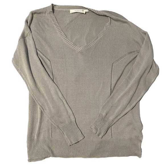ASTR the label gray lightweight oversized split hem pullover v-neck XS - Picture 5 of 11